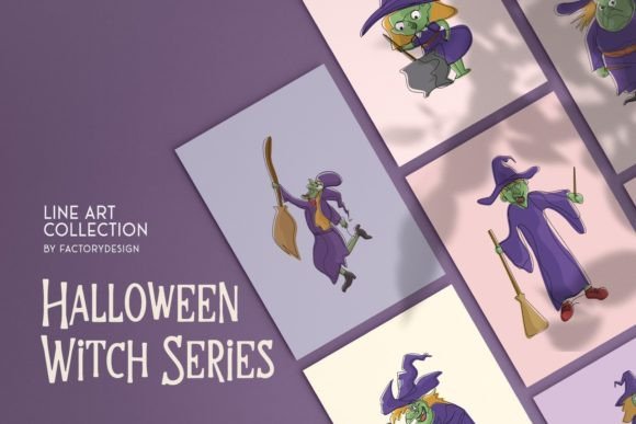 12 Dynamic Witch Line Art Vectors for Halloween Projects
