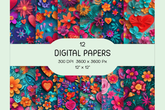 Abstract Floral Digital Papers: 12 Vivid Seamless Designs