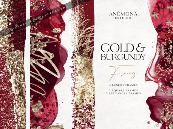 Burgundy and Gold Frames Clipart: Elevate Your Creative Projects