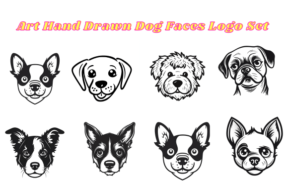 Charming Canine Branding: The Hand Drawn Dog Faces Logo Set
