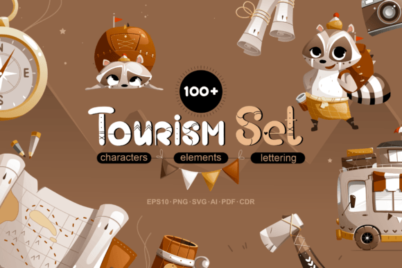 Charming Raccoon Travelers: A Design Asset for Playful Branding
