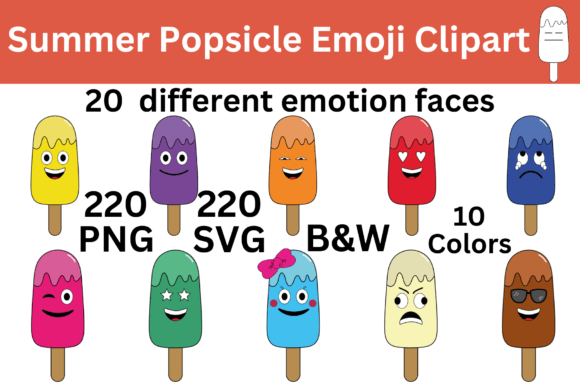 Colorful Expression: The Popsicle Emoji Emotion Clipart -Emotion