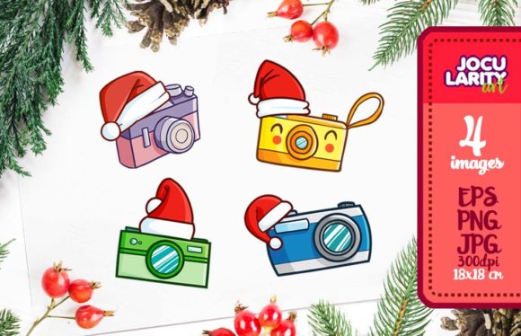 Cute Christmas Compact Camera Cartoon: Festive Design Asset Guide