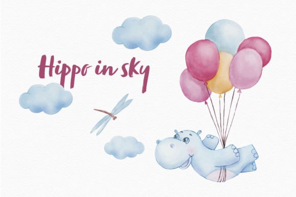 Cute Hippo Watercolor Clipart: A Creative Design Asset