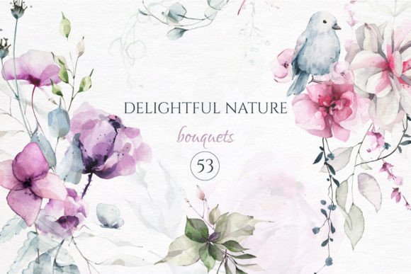 Delightful Nature 53 Watercolor Bouquets: A Designer's Botanical Toolkit