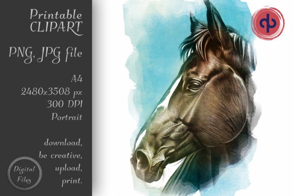 Horse Watercolour 01: A Whimsical Clipart Asset for Designers