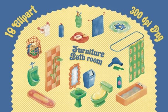 Modern Bathroom Design with Isometric Clipart