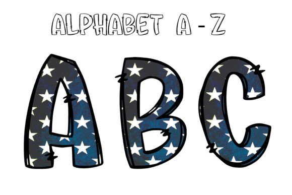 Patriotic USA Flag Doodle Alphabet PNG6: A Creative Toolkit
