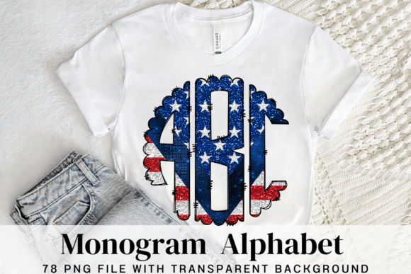 Patriotic USA Monogram Alphabet Letters3 for Design Projects