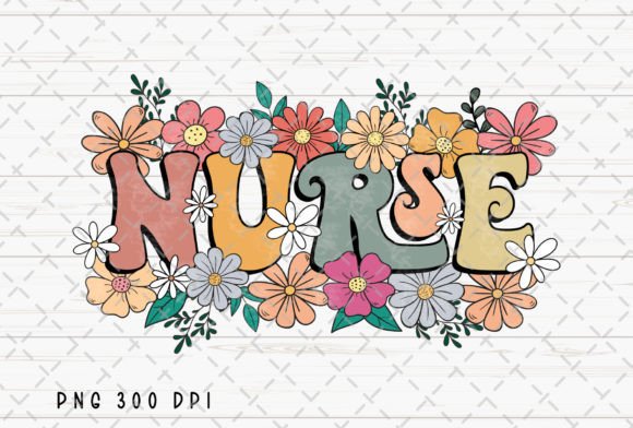 Retro Floral Charm: Designing with Nurse PNGs