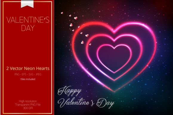 Valentine Neon Hearts: A Vibrant Clipart Set for Your Designs