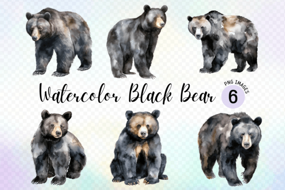 Watercolor Black Bear Clipart PNG for Creative Projects